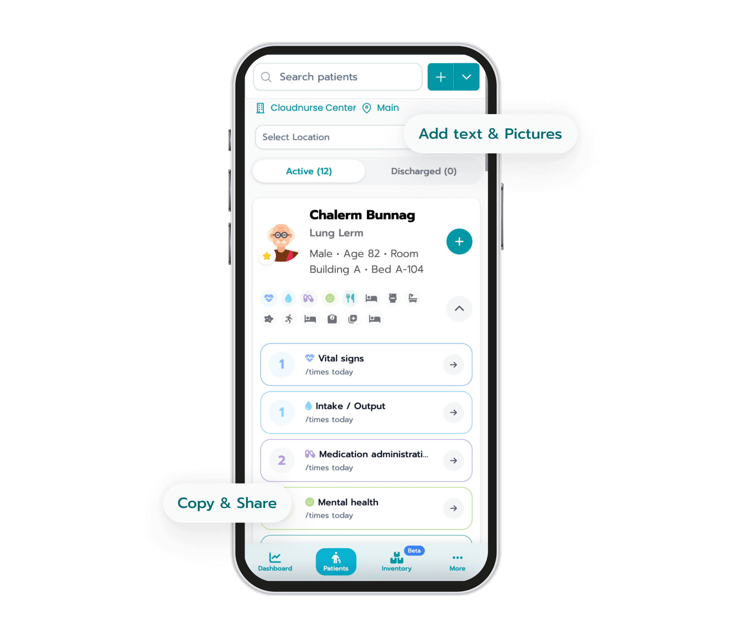 CloudNurse charting interface